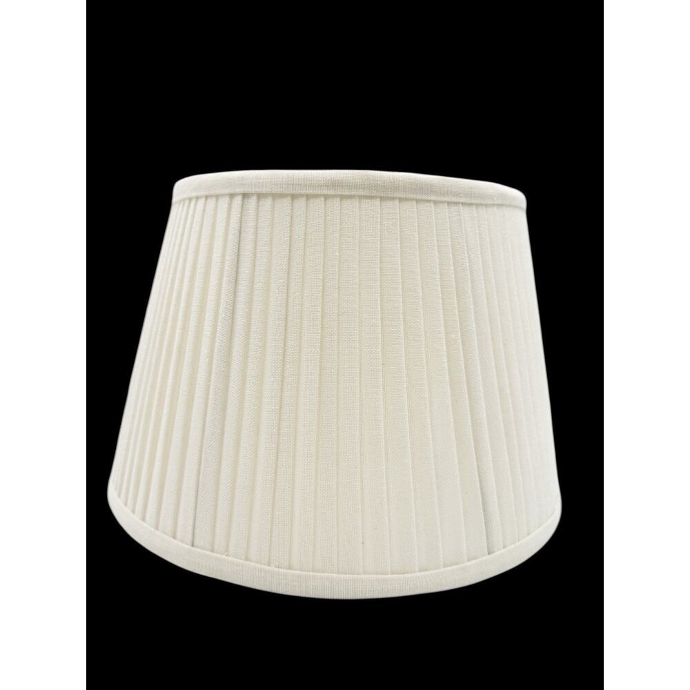 Vintage Ivory Linen Empire Lampshade Uno Satin Lined Flat Pleats 8.25" 12.25"